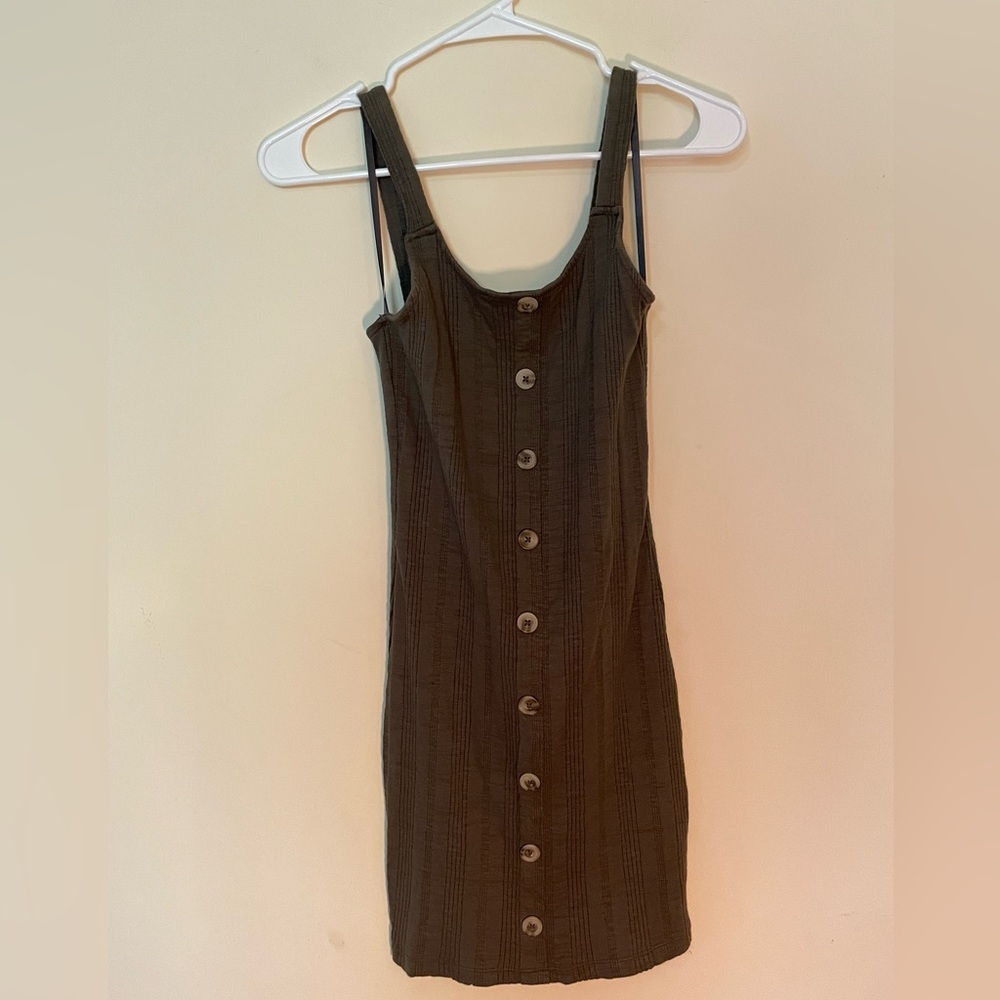 Aeropostale size small gray dress button front ribbed cotton spandex